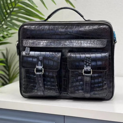 Crocodile Leather Men's Briefcase | Hand-Painted Laptop Bag