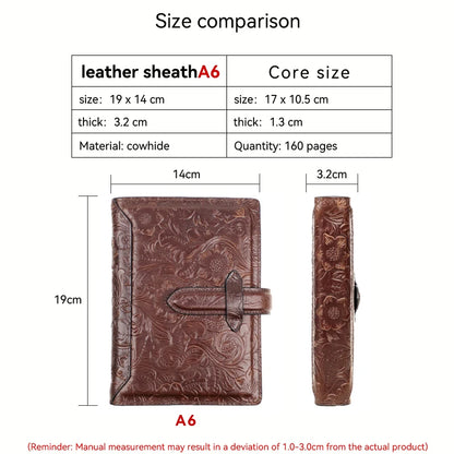 Genuine Leather A6 Notebook Planner – Embossed Journal Organizer