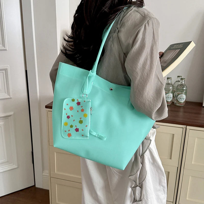 PVC Tote Bag with Mini Pouch – Large Capacity Waterproof Shoulder Bag