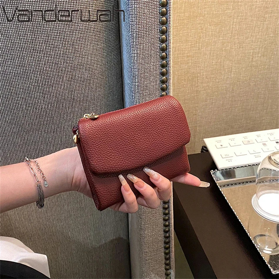 Leather Trifold Wallet for Women – Slim Card Holder Clutch Purse