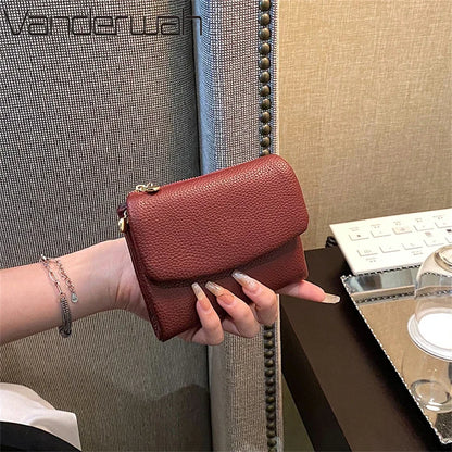 Leather Trifold Wallet for Women – Slim Card Holder Clutch Purse