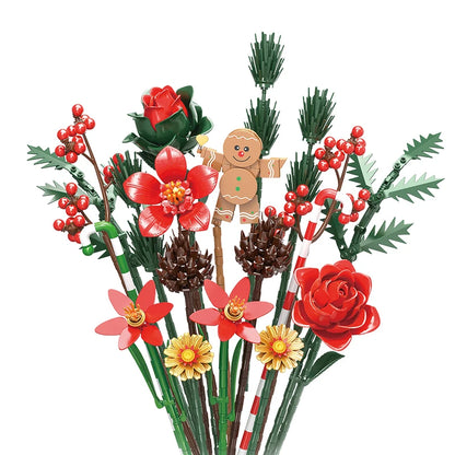 Christmas Flower Bouquet Building Blocks MOC Set – Gingerbread Man