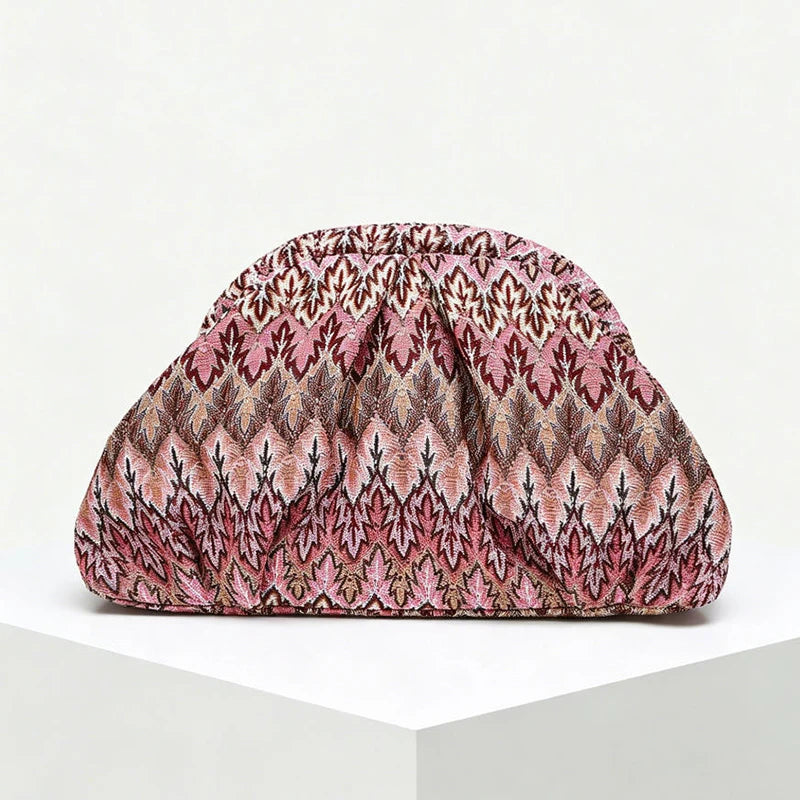 Bohemian Jacquard Clutch Bag – Women's Pleated Cloud Evening Purse