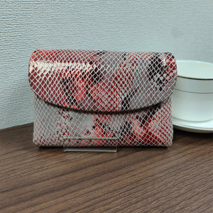 Snake Pattern Leather Women's Short Wallet – Trendy Clutch Purse