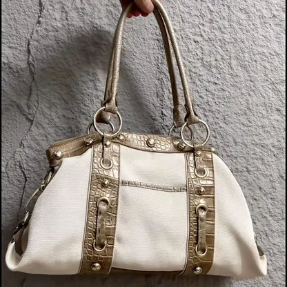 Patchwork Shoulder Bag for Women – Chic Large Capacity Tote