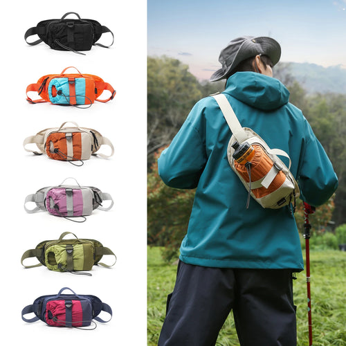 Unisex Crossbody Sling Bag with Water Bottle Holder for Hiking