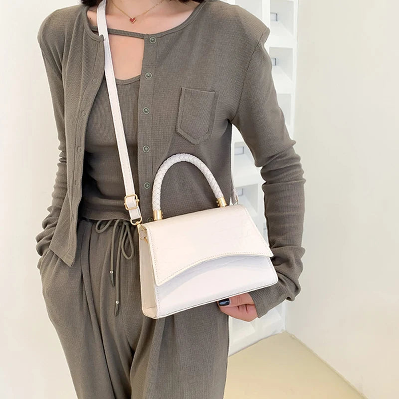 Crocodile Pattern Shoulder Bag – Women's Retro Flap Crossbody Purse