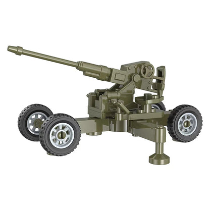 Military Anti-Aircraft Cannon MOC Building Blocks Model – WWII Artillery Brick Kit
