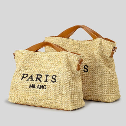 Letters Straw Women Handbags Casual Pp Shoulder Crossbody Bags Summer Beach Large Capacity Tote Bag
