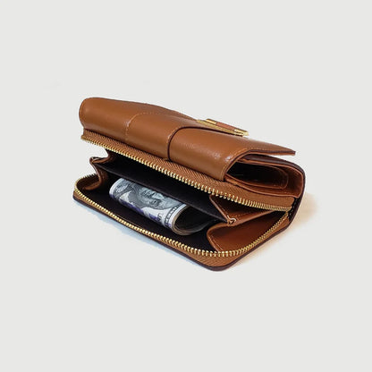 Women's Large Capacity Zipper Wallet – PU Leather with Multiple Card Slots
