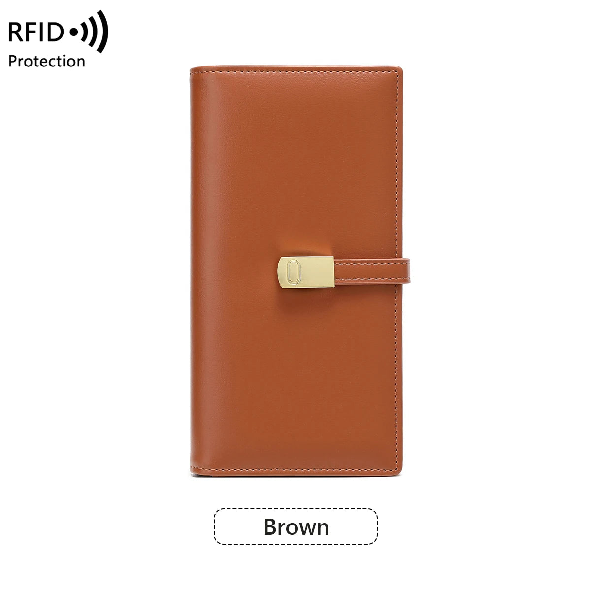 RFID Blocking Ultra-Thin Long Wallet for Women – PU Leather Double Fold Card Clip