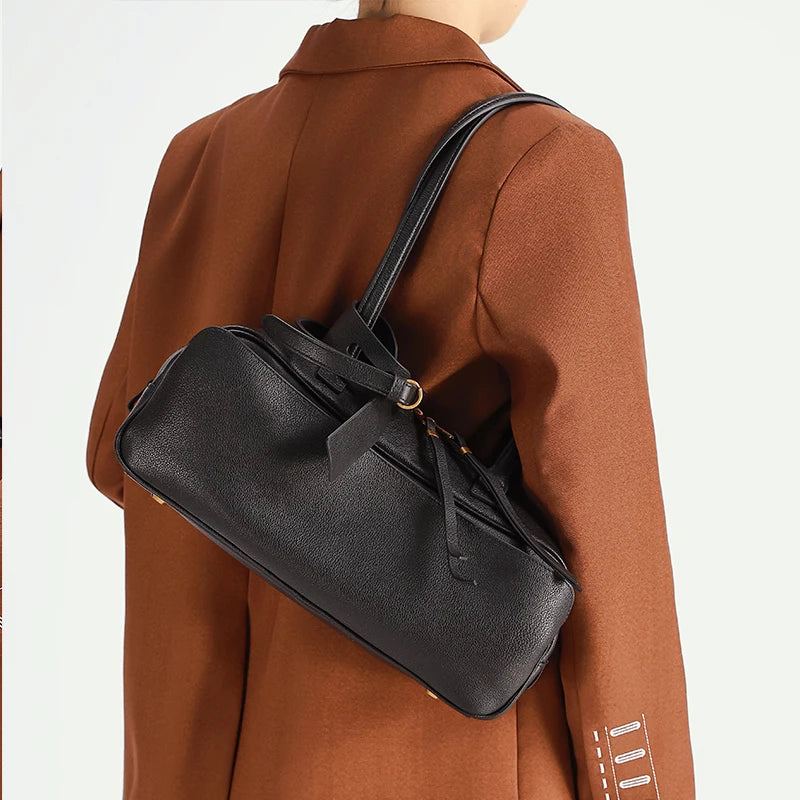 Genuine Leather Tote Bag – Large Capacity Cowhide Shoulder Bag for Women