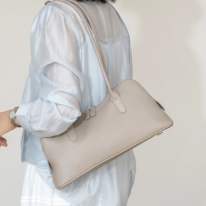 Genuine Leather Baguette Shoulder Bag – Women's Pebbled Hobo Tote