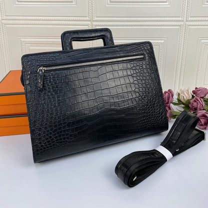Crocodile Leather Men's Briefcase Laptop Shoulder Bag