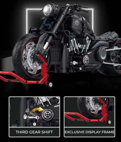 2000-Piece Dark Motorcycle MOC Building Blocks Set – 1:5 Scale Technic Model