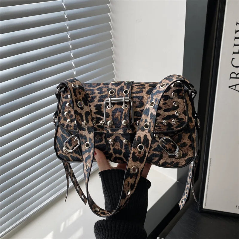 Punk Rivet Shoulder Bag – PU Leather Armpit Purse