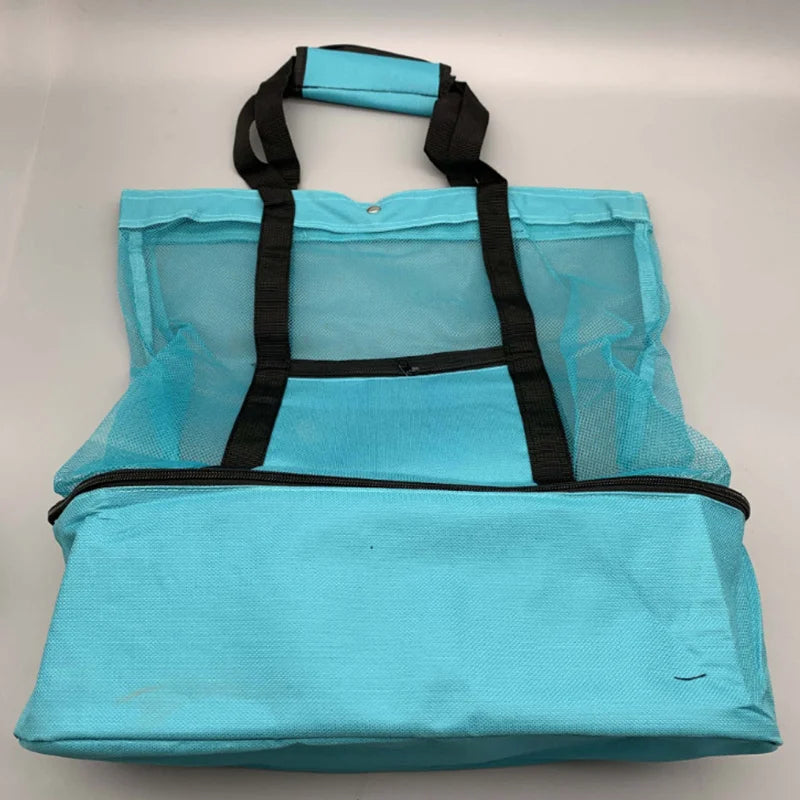 Large Mesh Beach Tote Bag with Waterproof Bottom