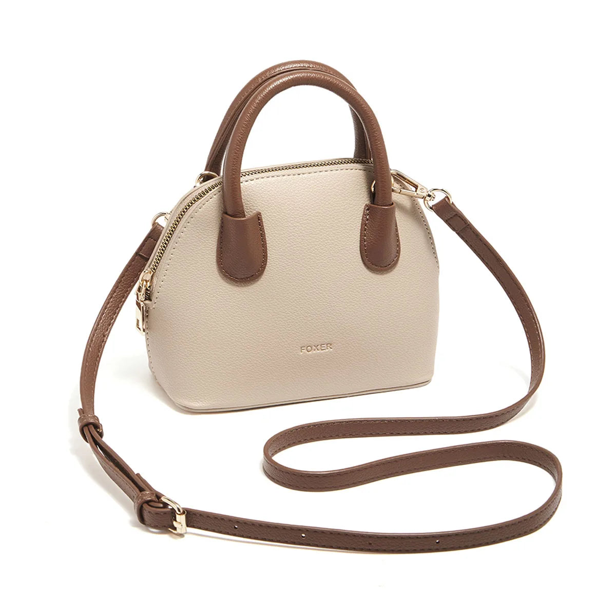 FOXER Brand Women's Handbag PU Leather Casual Female Shoulder Bag Large Capacity Daily Crossbody Bag Purse Commuting Bag