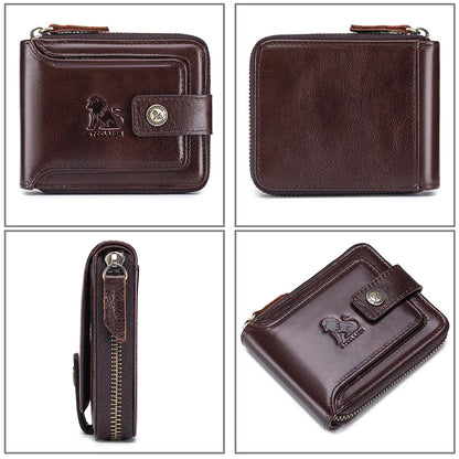 Steel Lion Men's Genuine Leather Zipper Wallet