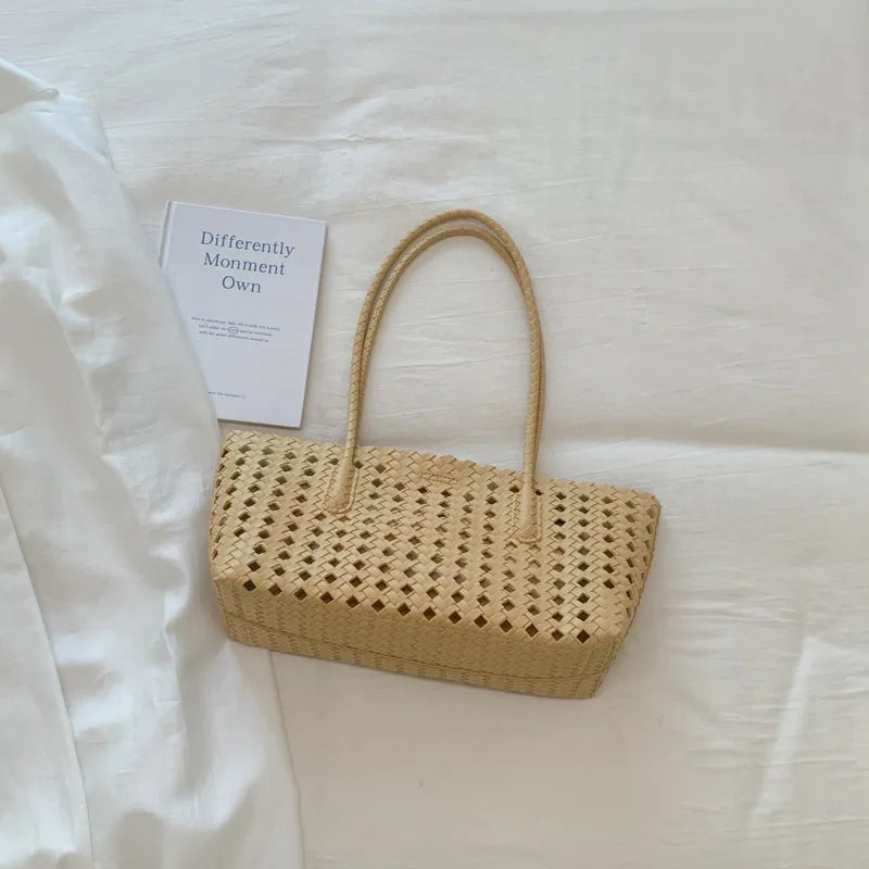 Woven Hollow Shoulder Bag – Women's Summer Beach Handbag & Purse