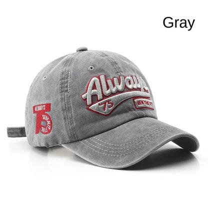 Retro Embroidered Baseball Cap – Washed Cotton Snapback Hat