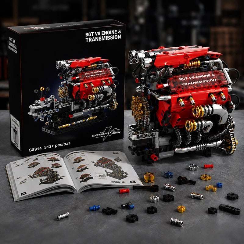V8 Engine Building Blocks Set – 812+ Pcs Motorized Model Kit