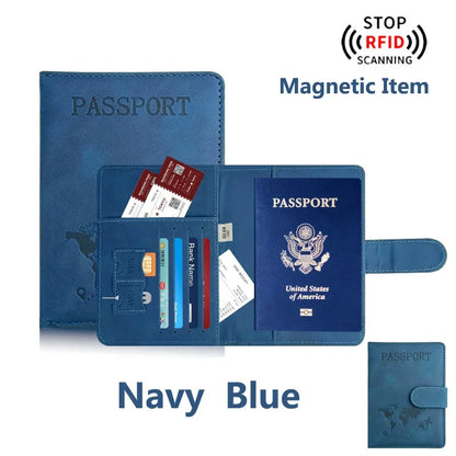 RFID Passport Holder – Travel Wallet with Card Slots & Magnetic Snap