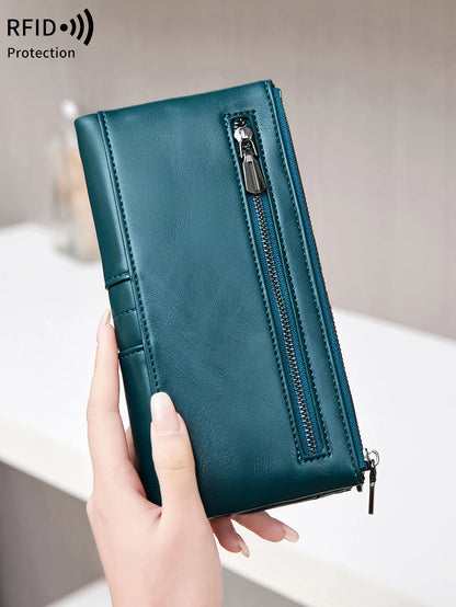 RFID Blocking Women's Long Wallet – Large Capacity Zipper Clutch