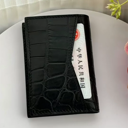 Himalayan Crocodile Leather Card Wallet – Rare Unisex Slim Bifold