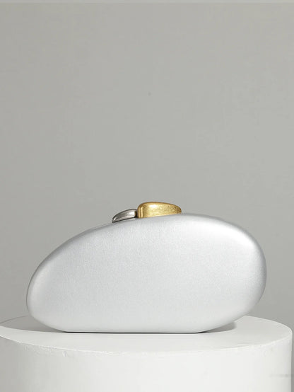 Shell Clutch Bag – Luxury PU Leather Lock Handbag with Chain Strap
