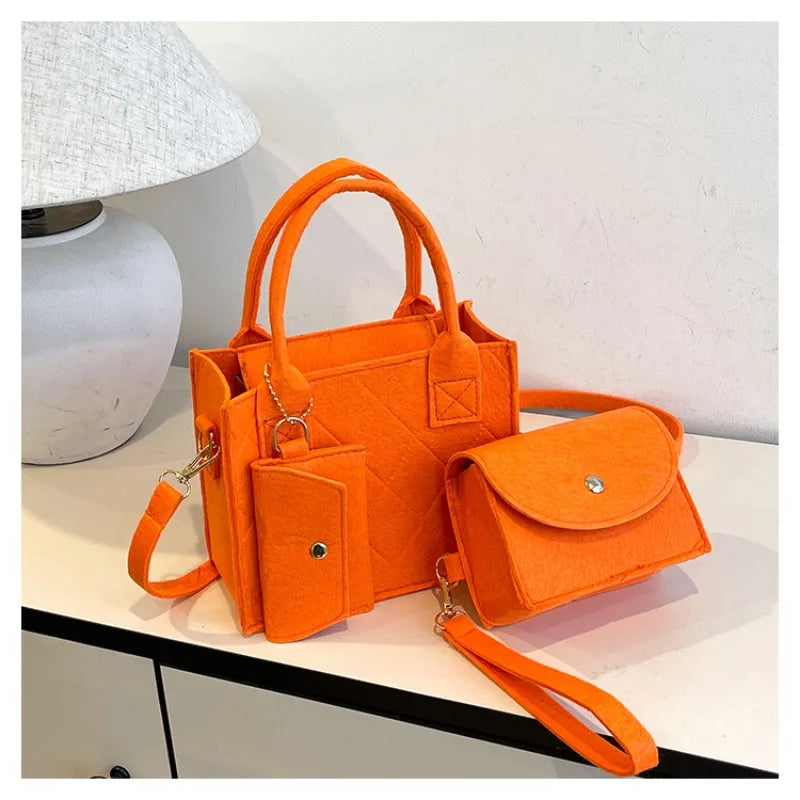 3-Piece Handbag Set – Embossed Crossbody Bag, Clutch & Mini Wallet