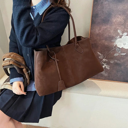Large Capacity Suede Tote Bag – Vintage Casual Underarm Handbag