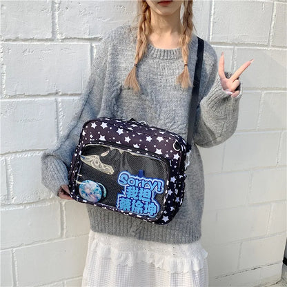 Star Print Ita Crossbody Bag Transparent Window Shoulder Bag