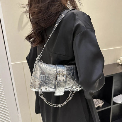Y2K Rivet Chain Shoulder Bag – Gothic Women's Handbag