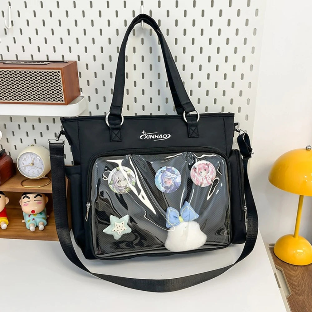 Kawaii Ita Bag with Transparent Window – Large Capacity Shoulder Tote
