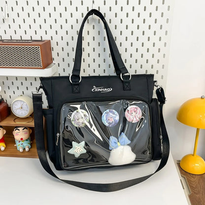 Kawaii Ita Bag with Transparent Window – Large Capacity Shoulder Tote