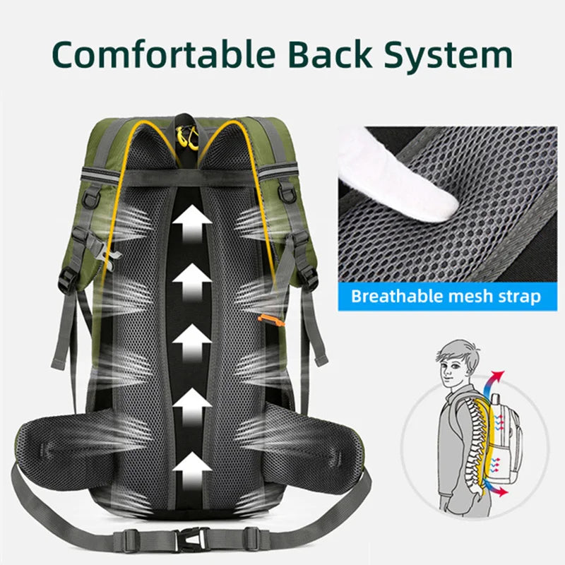 50L Hiking Backpack – Waterproof Travel Bag with Rain Cover