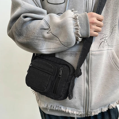 Denim Crossbody Bag – Multi-Pocket Casual Shoulder Bag