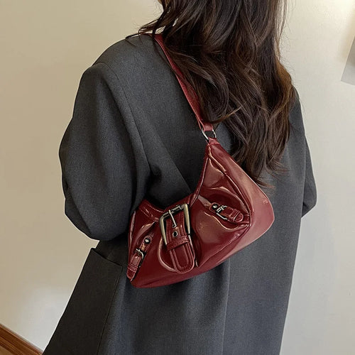Y2K Pleated Hobo Shoulder Bag – Retro Maillard Style Clutch Handbag