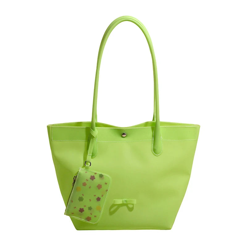 PVC Tote Bag with Mini Pouch – Large Capacity Waterproof Shoulder Bag
