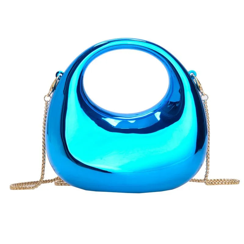 Metallic Half Moon Clutch Bag – Luxury Evening Crossbody