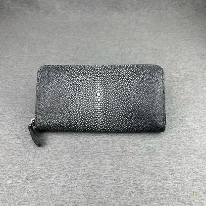 Stingray Leather Wallet, Genuine Zip-Around Long Wallet Unisex