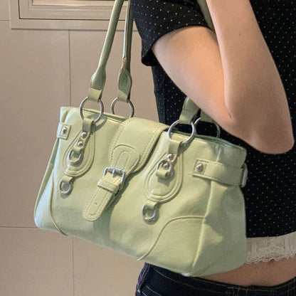 Women's Vintage Leather Handbag – Y2K Chic Shoulder Bag