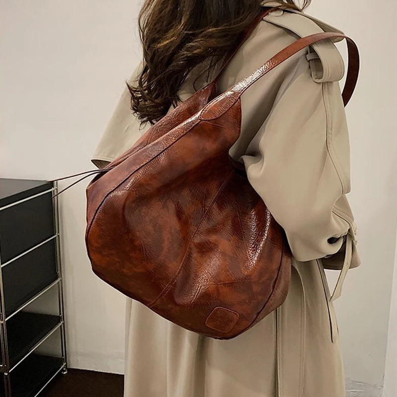Large Soft PU Leather Hobo Shoulder Bag for Women
