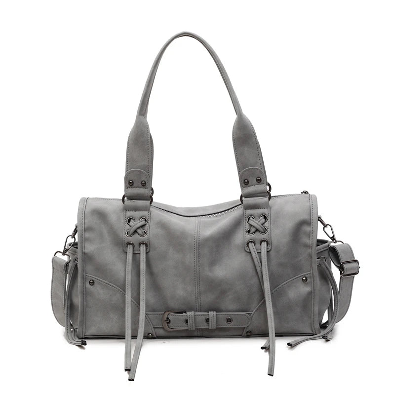 Retro Motorcycle Shoulder Bag for Women – Tassel Tote