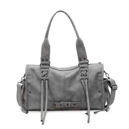 Retro Motorcycle Shoulder Bag for Women – Tassel Tote