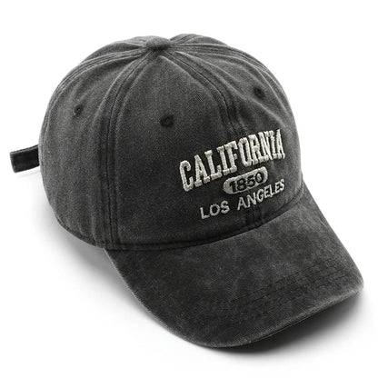 Vintage Washed Cotton Baseball Cap – Embroidered Letter Hat for Men & Women