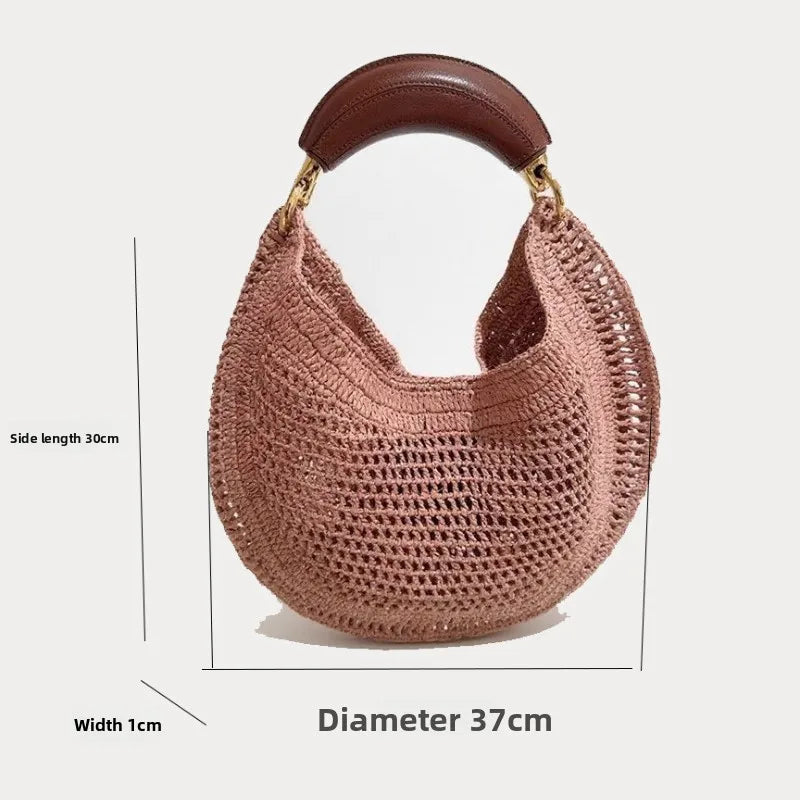 Woven Crescent Handbag – Hollow Design Women's Underarm Bag
