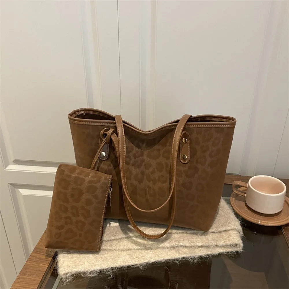 Leopard Print Tote Bag Set – 2-Piece Women's Shoulder Bag