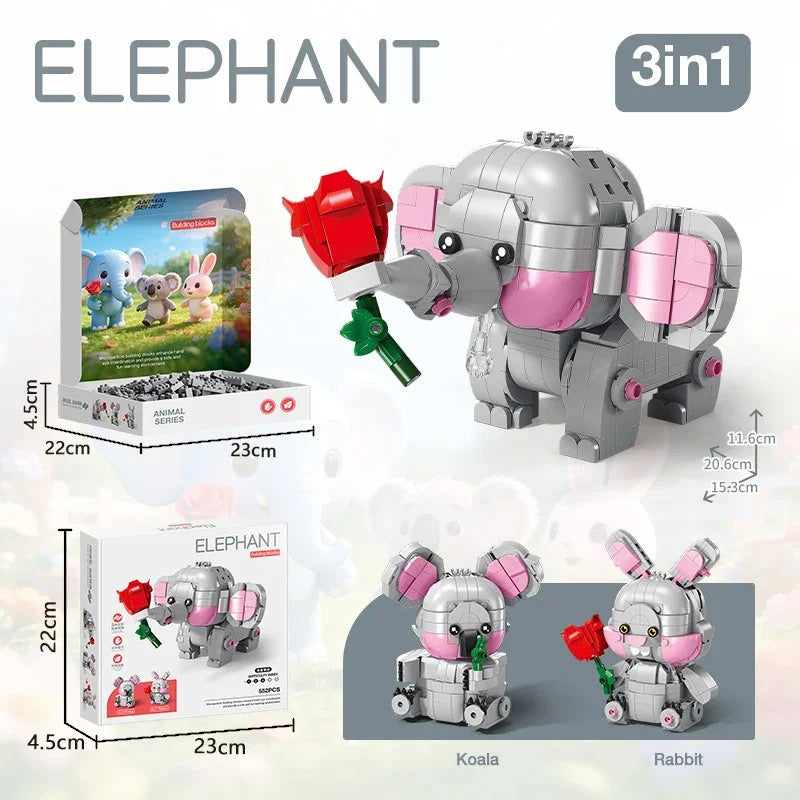 3-in-1 Animal Building Blocks Set – DIY Capybara, Panda, Penguin & More